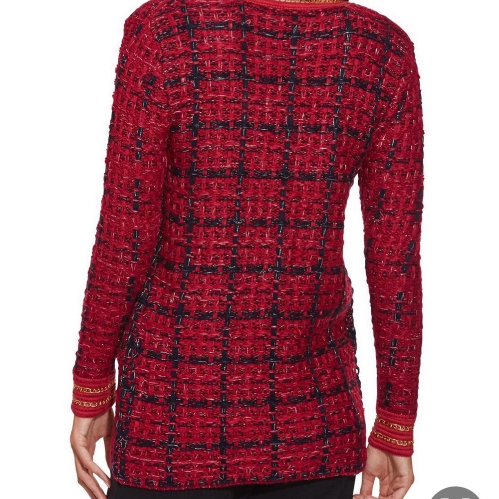 Clichê for Boston Proper tweed chain trim red cardigan ♥️🌹⭐️ - Picture 2 of 13
